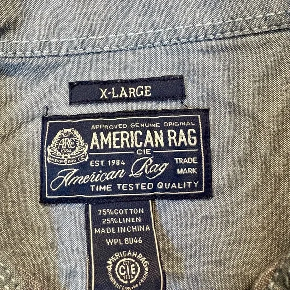 American Rag Light Blue-Gray Casual Button-Down Shirt - Picture 5 of 8